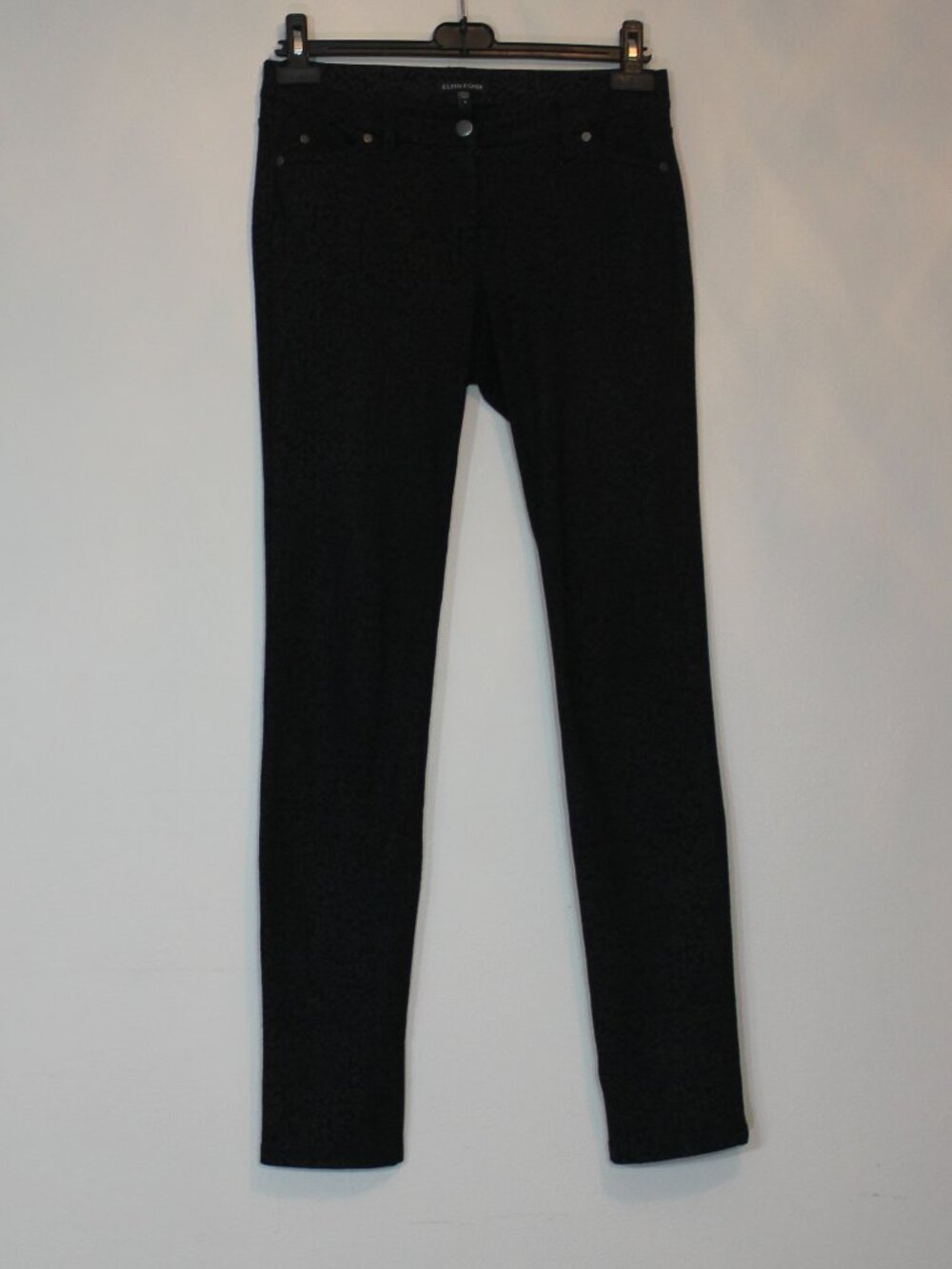 Eileen Fisher   Leopard  gray black Print Skinny Stretch 5 pockets  Pant size 4